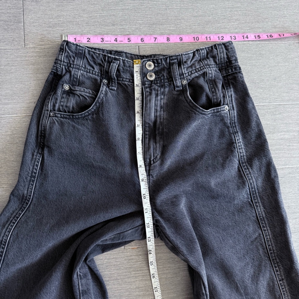 FREE PEOPLE ASTER STRAIGHT LEG JEANS in Asteroid Black Gray Size 28 High Rise - Picture 15 of 16